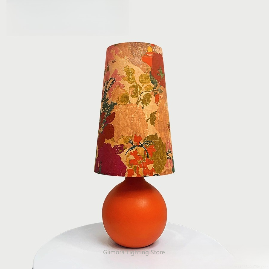 Century Textile & Sewing Supply - Candeeiro de mesa esfera laranja: tecido