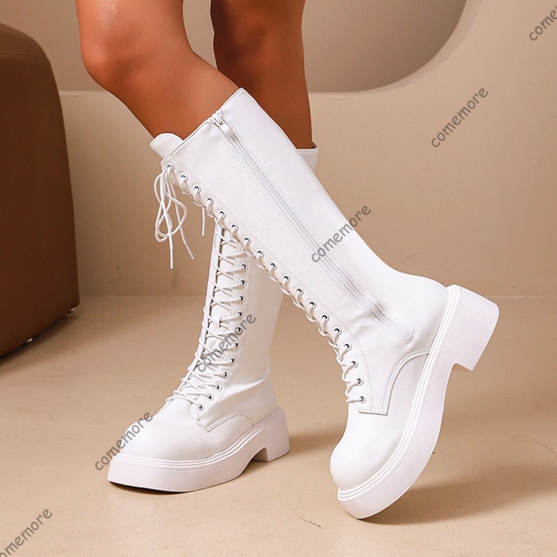 Sewing Front Zipper - Botas Femininas Vintage de Cano Alto