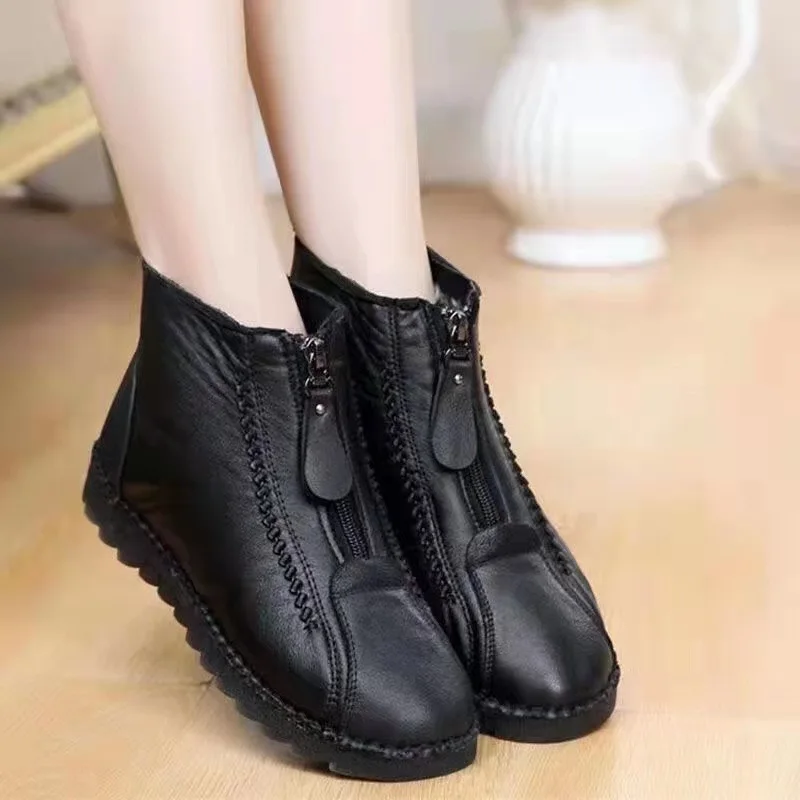 Botas de tornozelo de fundo pl - Sewing Front Zipper avaliação e preço