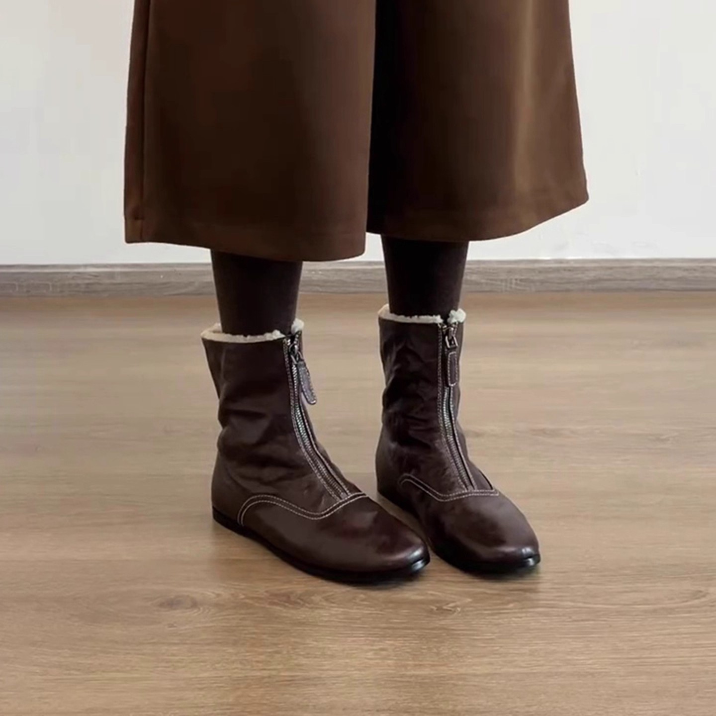 Botas Curtas Femininas Estilo  - Sewing Front Zipper avaliação e preço