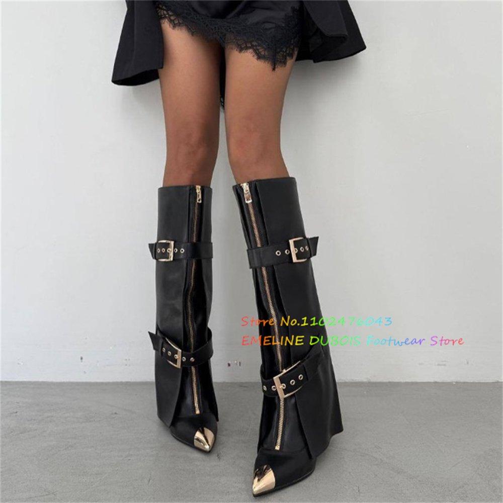 Bota alta de couro marrom com  - Sewing Front Zipper avaliação e preço