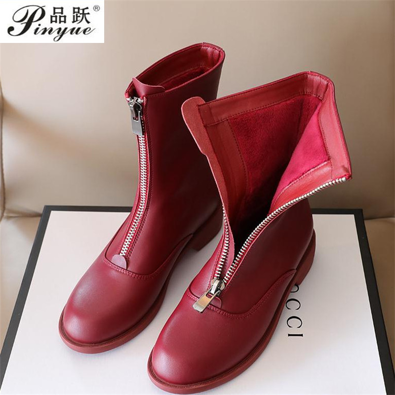 3cm Genuine Leather Trend Fron - Sewing Front Zipper avaliação e preço