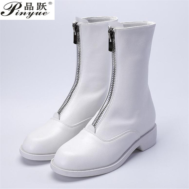 3cm Genuine Leather Trend Fron - Sewing Front Zipper avaliação e preço